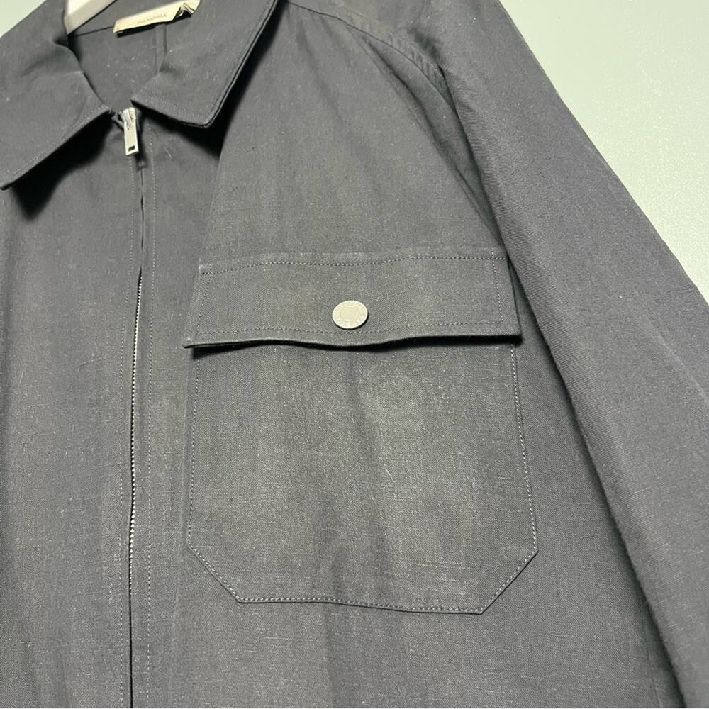 NWT Pangaia DNA Cotton Linen Harrington Jacket Lightweight Black Unisex Size L - Picture 7 of 11